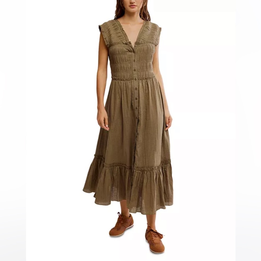 Free People Olive Green Midi Dress